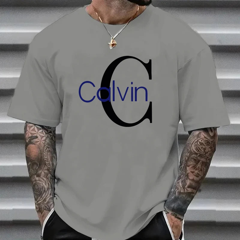 Summer's popular short-sleeved 100% pure cotton T-shirt with letter prints is a casual and fashionable streetwear for men