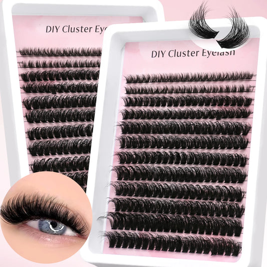 GROINNEYA Lashes Clusters Faux Mink Lashes Eyelash Extension Voluminous Fluffy Wispy Cat Eyelashes Eyelashes Clusters Makeup