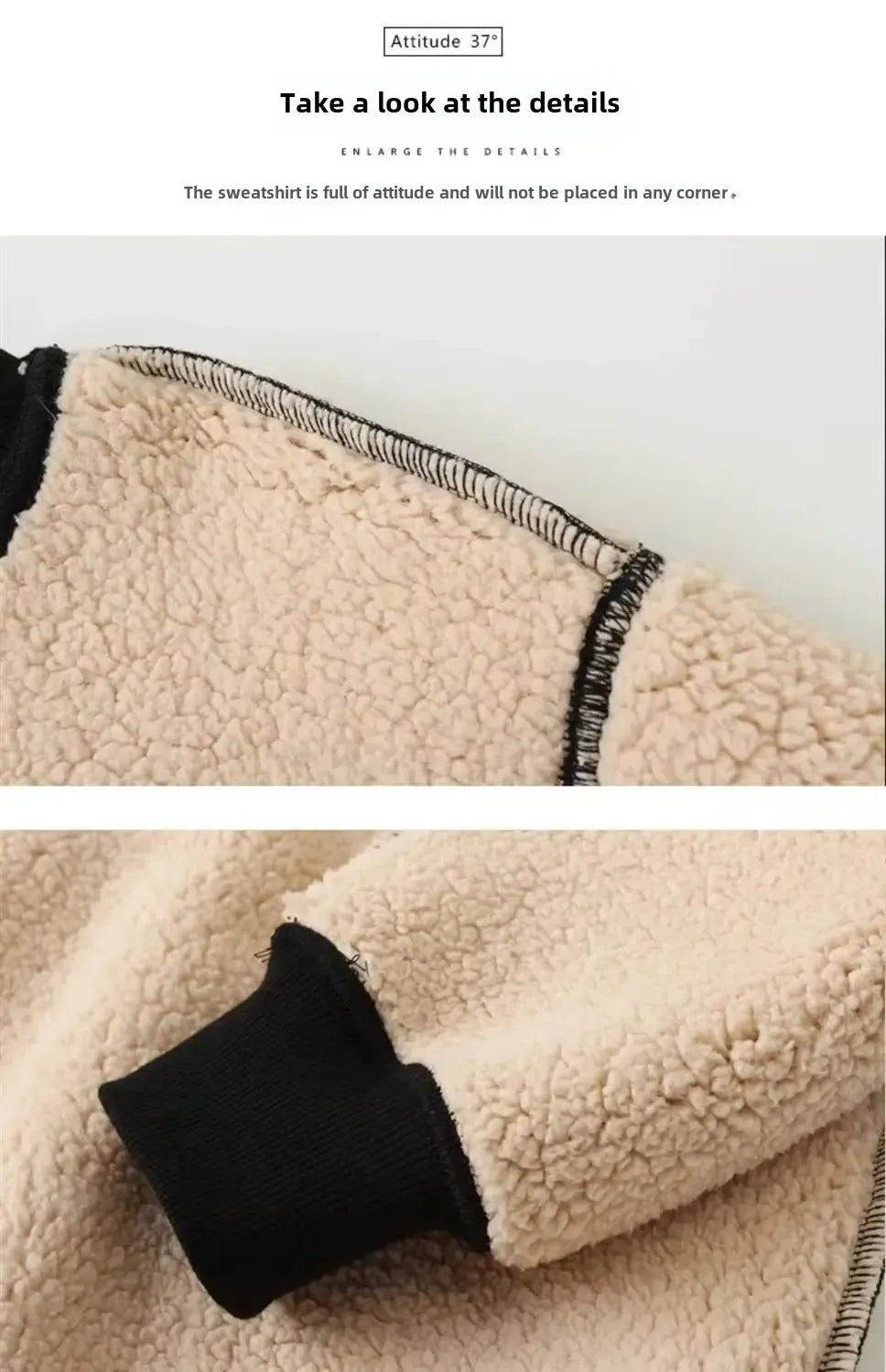 Trendy Merino Wool Men's Sweatshirt Loose Fit Fleece Lined Thickened Warm Sports Casual Jacket Autumn Winter