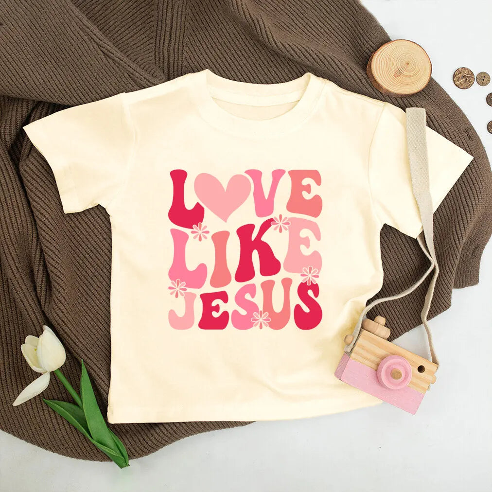 Jesus Loves Me Print Kids Shirt Retro Summer T-shirt Tops for Children Boys Girls Short Sleeve Tshirt Funny Toddler Clothes Tee