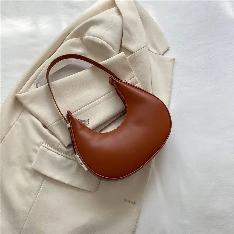 Fashion Luxury Design PU Leather Hobo Shoulder Bag Women Small Clutch Handbag Purse Female Underarm Bag Travel Totes