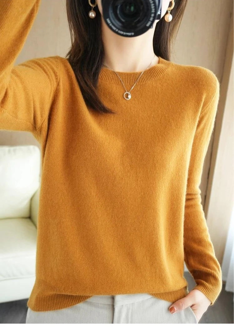 Basic Knitted O-Neck Autumn Winter Sweater Women 2025 Long Sleeve Soft Warm Sweater Korean Simple Solid Color Versatile Pullover