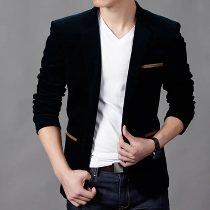 Autumn/winter New Korean Style Business Casual Corduroy Suit For Men Youth Fashion Slimming Western-style Clothes