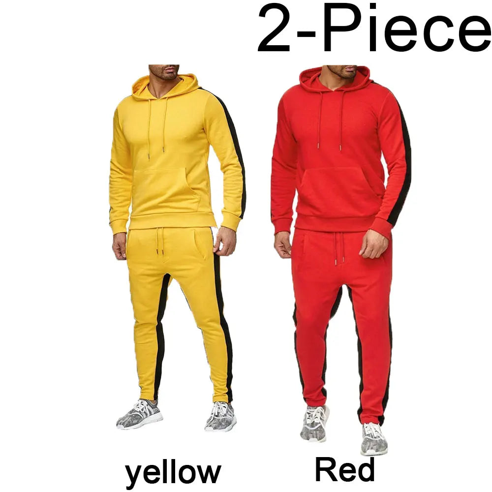 Men's 2 Piece Tracksuit Color Block Sweatsuit Stripes Casual Winter Long Sleeve Warm Moisture Wicking Breathable Sportswear Suit