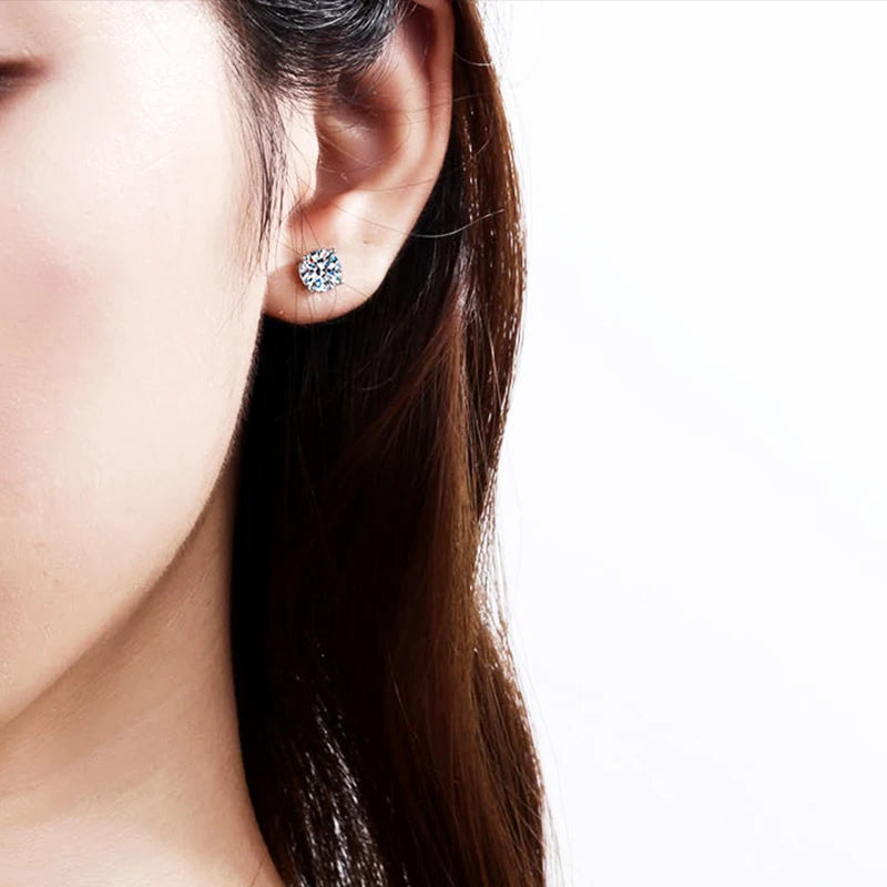 DJMAX 0.5-2ct Moissanite Diamond Stud Earrings for Women Original 925 Sterling Silver Lady's Moissanite Earring New 2025