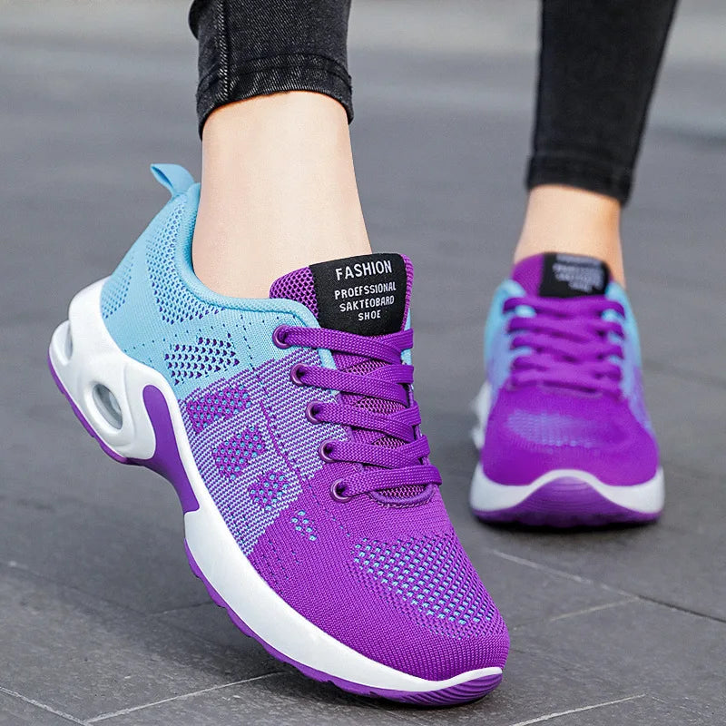 New Running Shoes Ladies Breathable Sneakers Summer Light Mesh Air Cushion Women's Sports Shoes Outdoor Lace Up Training Shoes