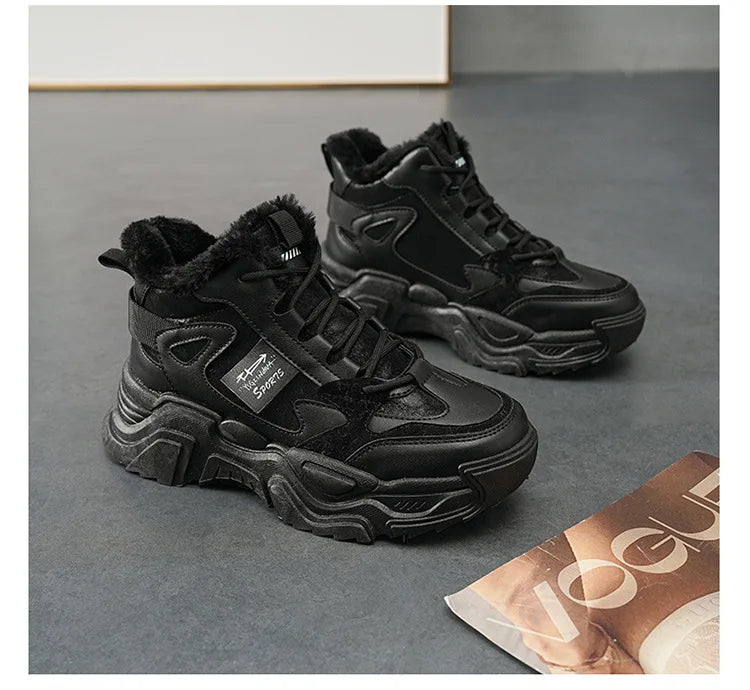 Winter New Women High Top Snow Boots Warm Plush Woman Comfortable Sneakers Waterproof Cottom Shoes Fashion Female Footwear 2025