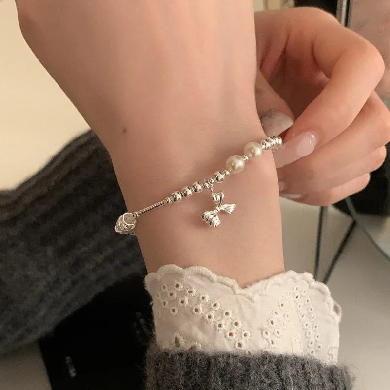 VENTFILLE 925 Sterling Silver Zircon Love Heart Bracelet For Women Bowknot Stars Bead Snake Bone Chain Jewelry Gift Dropship