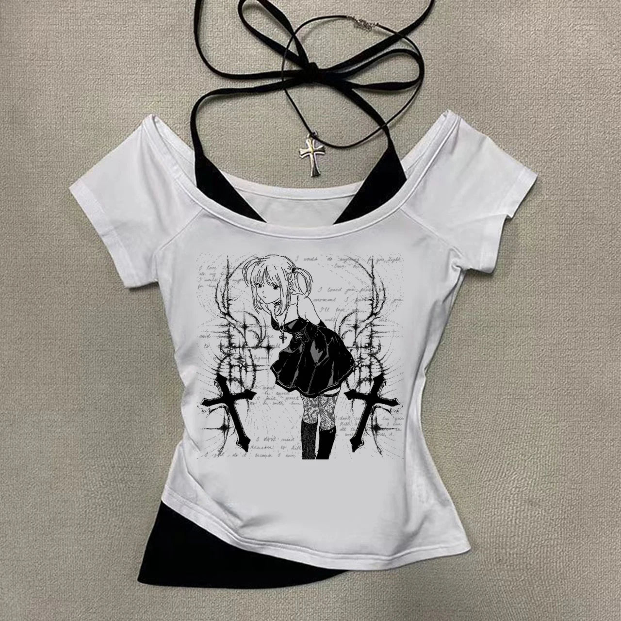 Y2k Women 90s Vintage Clothes Clothing Baby Tees Tops Women's T-shirts Goth Anime Girl printing Emo Kpop Goth Baby Tees Harajuku