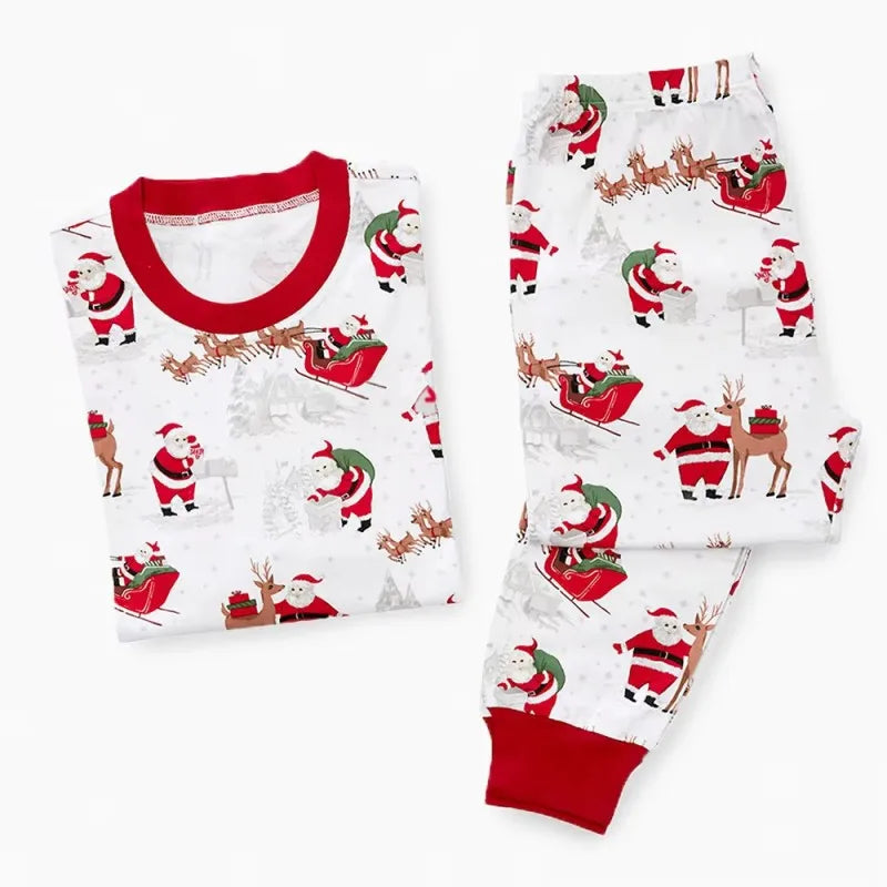 Xmas Family Look Pyjamas Santa Claus Print Christmas Pajamas Set Parent-child Matching Clothing Cute Soft Homewear Baby Romper