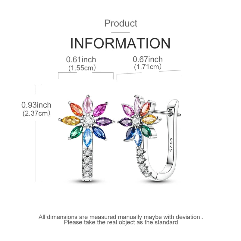 2025 New 925 Sterling Silver Hoop Earrings Flowers Zircon Drop Earrings Stud For Woman Fine Birthday Wedding Party Jewelry Gifts