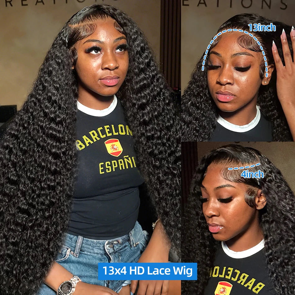 Xcurly 30 40 Inch Deep Wave 13x4 HD Lace Front Wig Human Hair For Women 220 Density Loose Water Curly 13x6 Lace Frontal Wigs