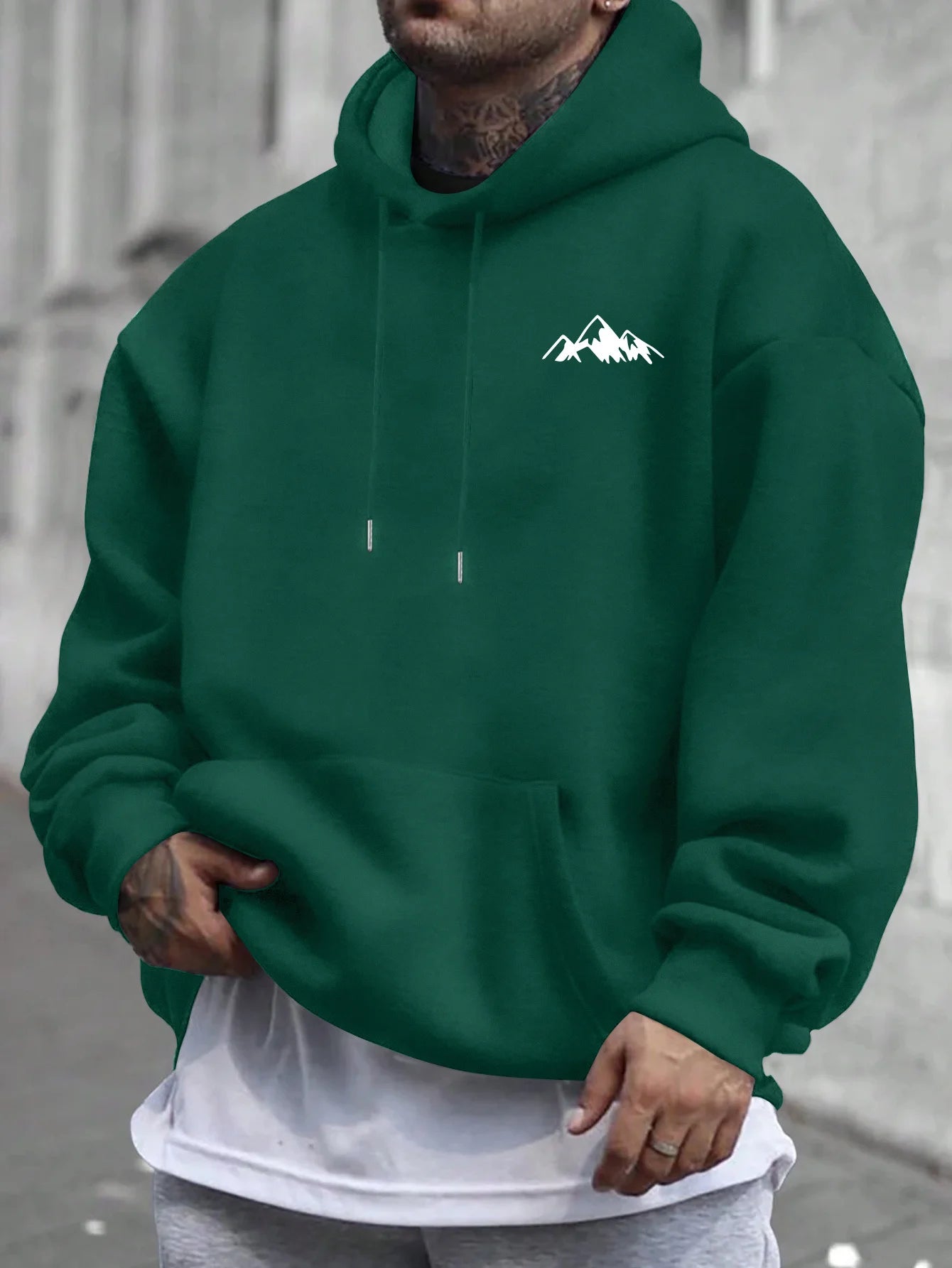 Men'S Casual Pink Hoodie with Fleece Lining Stylish Graphic Long Sleeve Regular Fit Casual Wear Hoodie Front Blend Hoodie