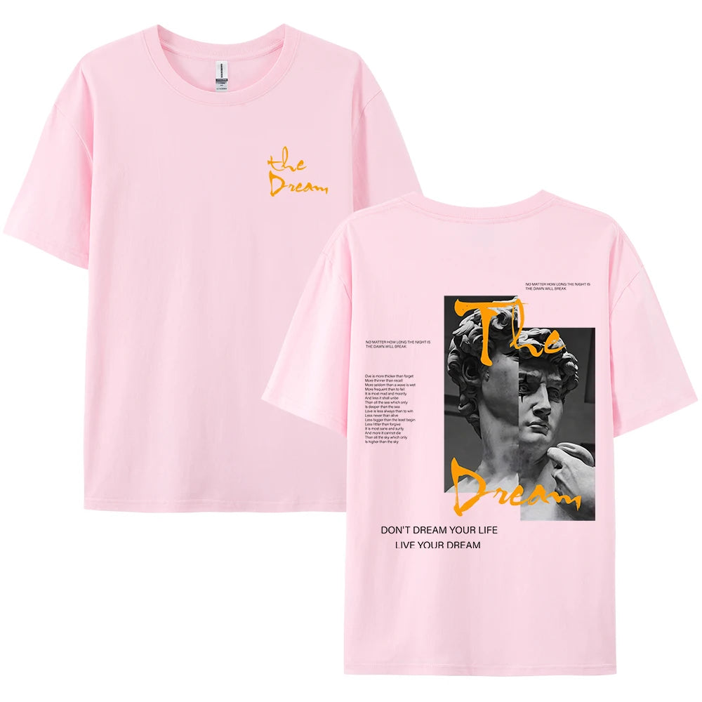 Don'T Dream Your Life Live Your Dream Men Clothes Fashion Summer T-Shirts Streetwear 100% Cotton Loose Tops Breathable Tee