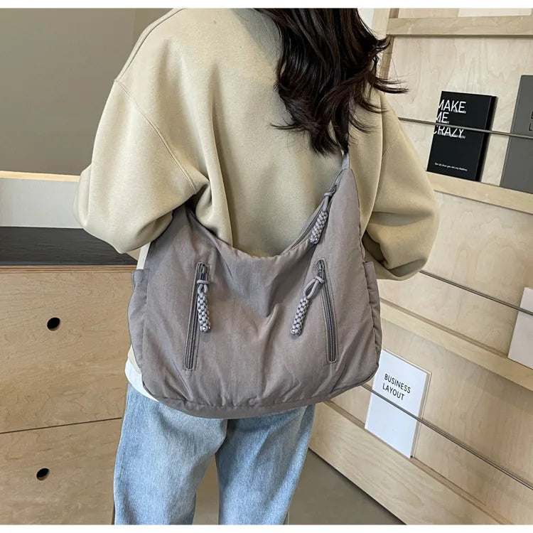 Trendy Women's Soft Cloth Shoulder Bag Solid Color Student 2025 Spring Y2k Casual Style Big Handbags Crossbody Bags for Women