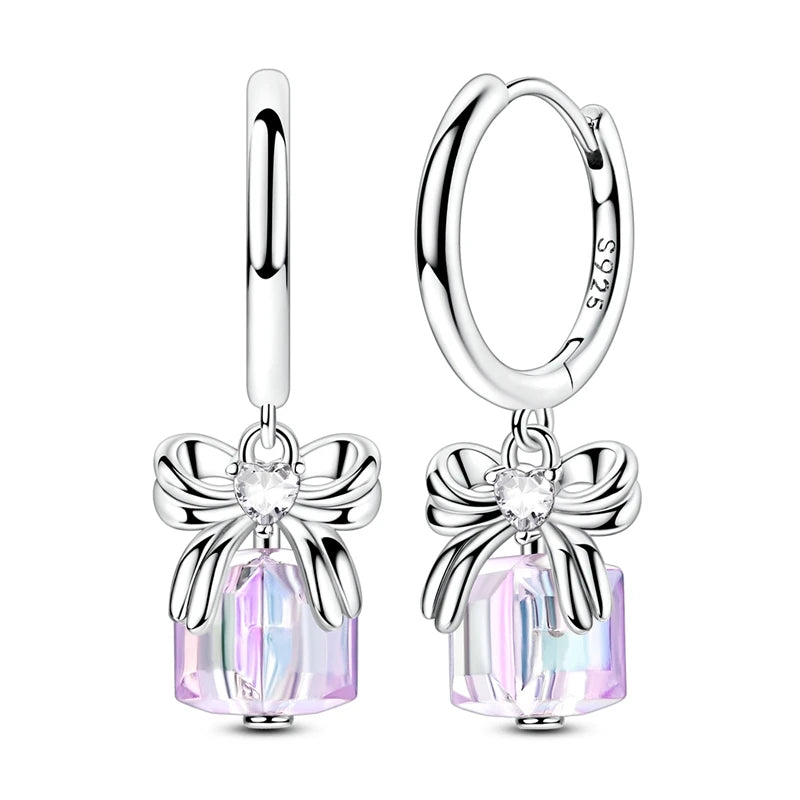 2025 New 925 Sterling Silver Hoop Earrings Flowers Zircon Drop Earrings Stud For Woman Fine Birthday Wedding Party Jewelry Gifts