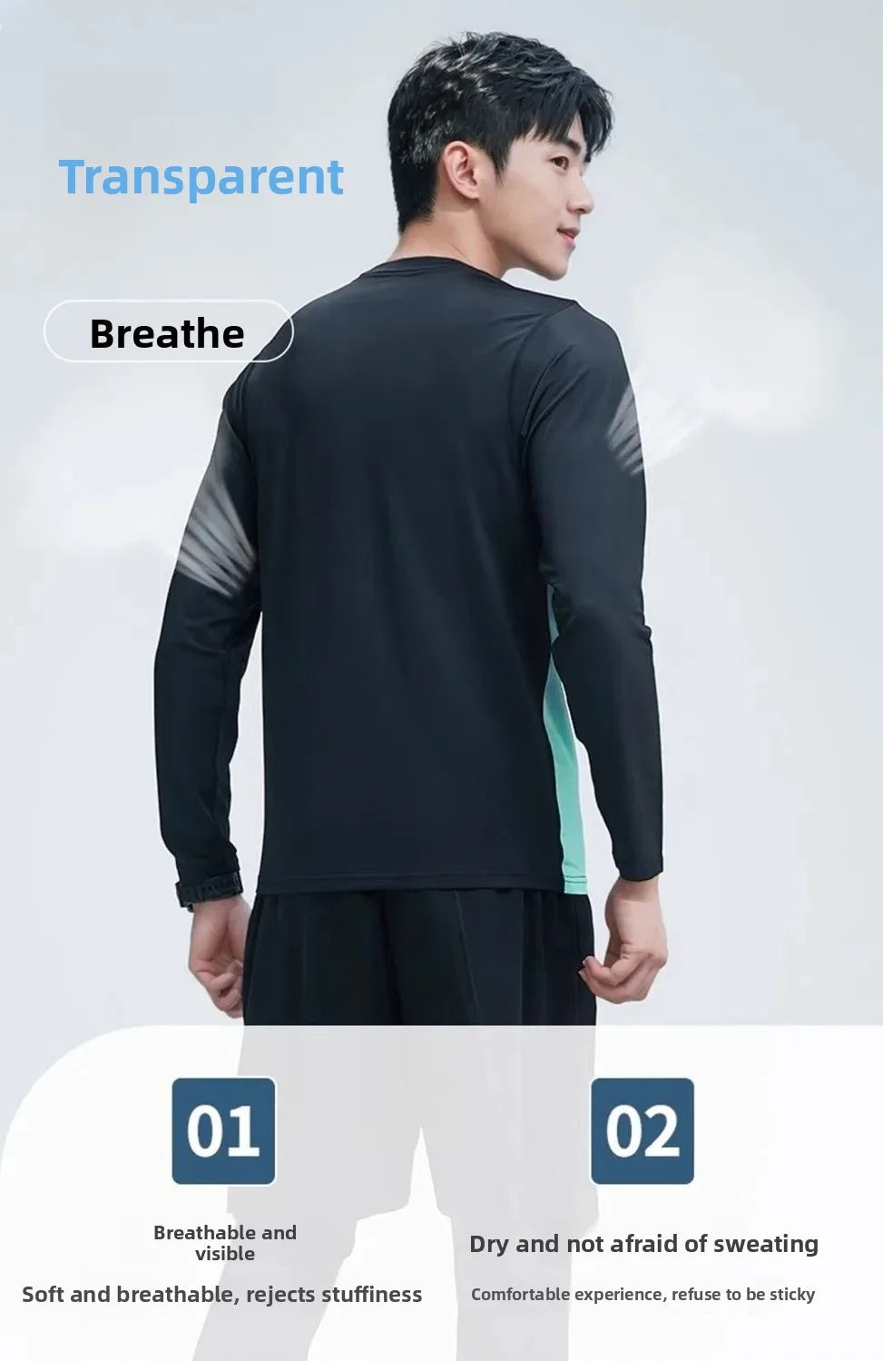 Quick Dry Ice Silk Men's T-Shirt Thin Sport Long Sleeve Loose Fitness Training Running Clothes New Style Summer Breathable Top