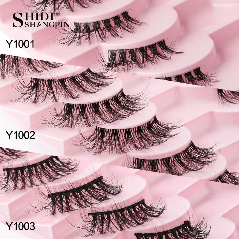 SHIDISHANGPIN Half Lashes Cat Eye Lashes 3D Natural Winged End Eye Elongated Eyelashes Fox Eye lashes Faux Mink Eyelashes Makeup