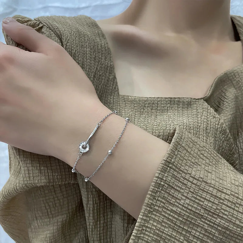 VENTFILLE 925 Sterling Silver Line Extremely fine Bracelet for Women Love Haert Bead Korean Ins Sweet Jewelry Gift Dropshipping