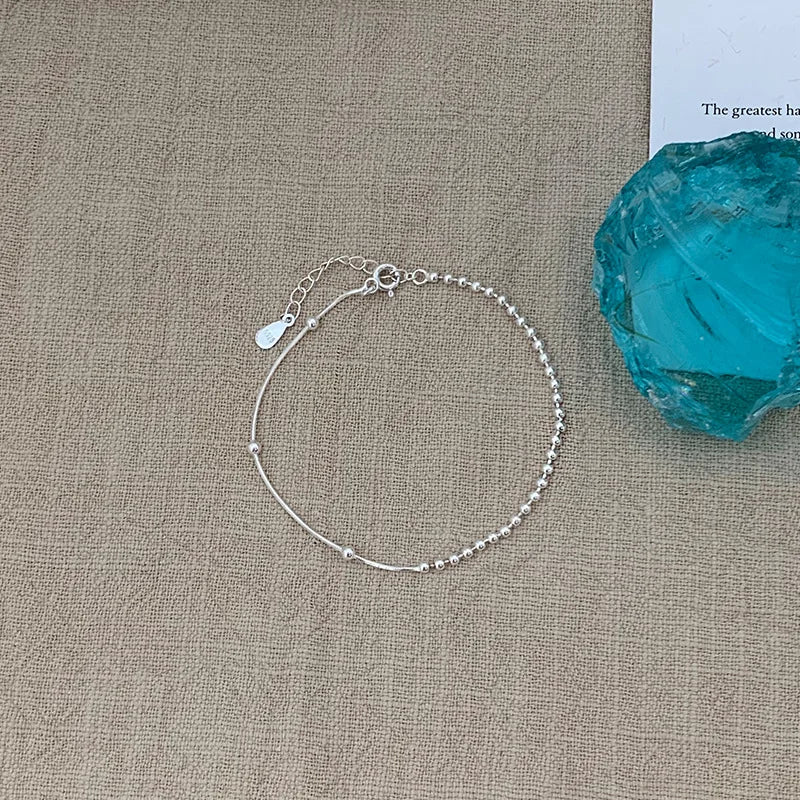 VENTFILLE 925 Sterling Silver Line Extremely fine Bracelet for Women Love Haert Bead Korean Ins Sweet Jewelry Gift Dropshipping