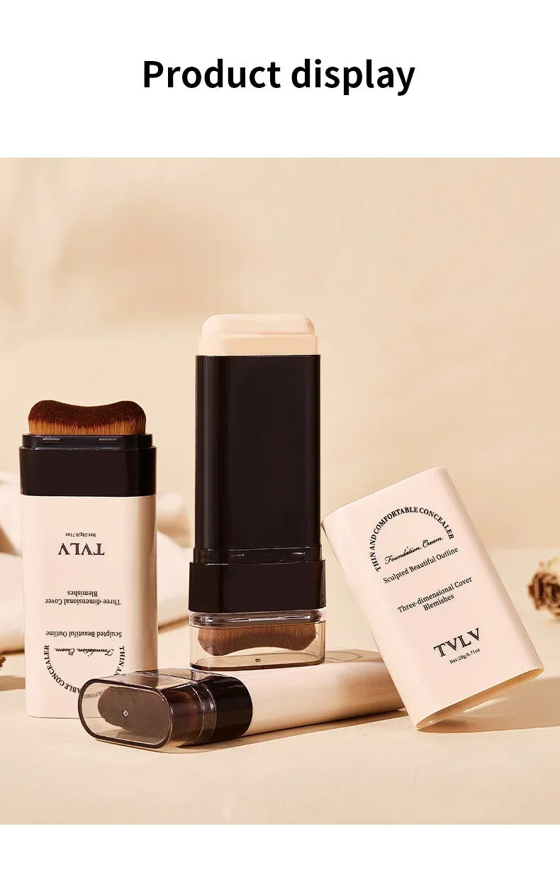 TVLV eraser foundation make-up stick 20g, with brush to brighten skin liquid foundation, long-lasting makeup concealer