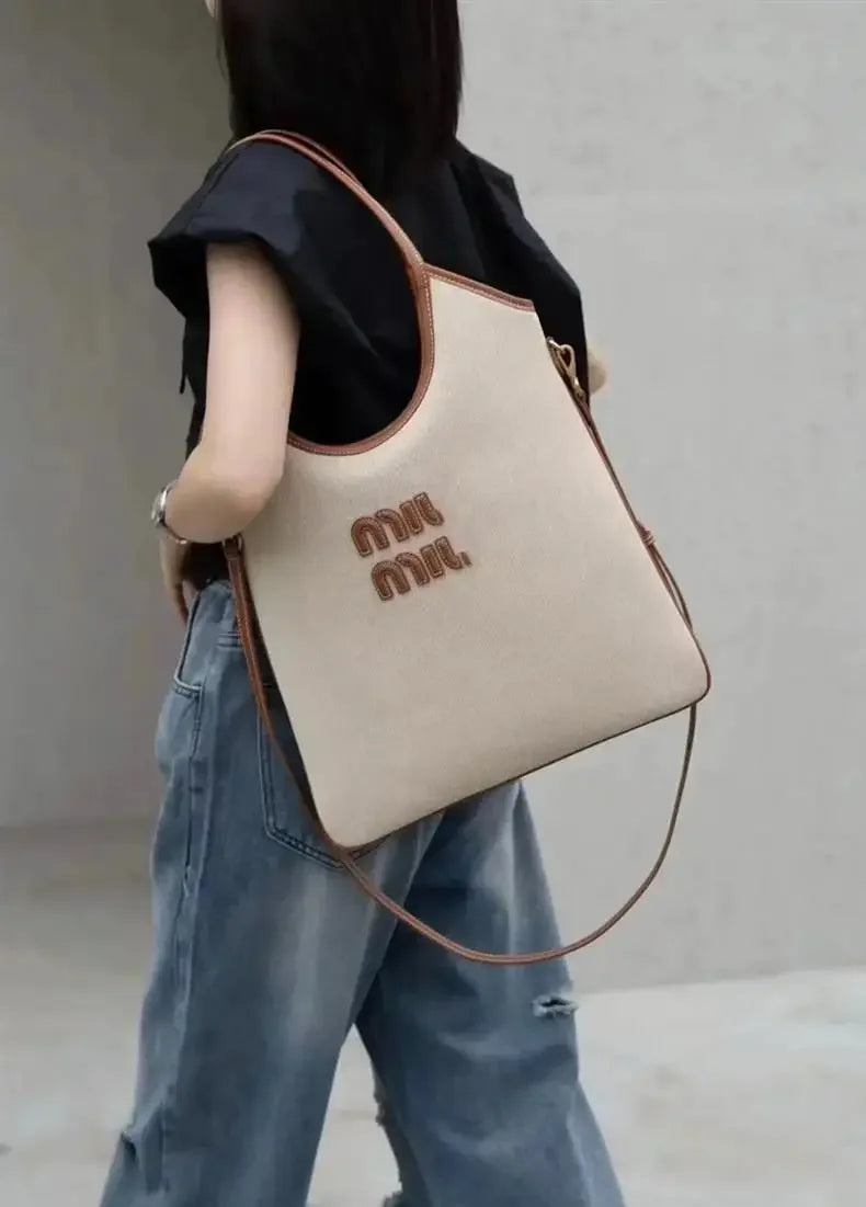 Canva Women's Cross-Border New Style Shoulder Bag HOBO Large Capacity Tote Bag Handheld Diagonal Bags College Style Bags