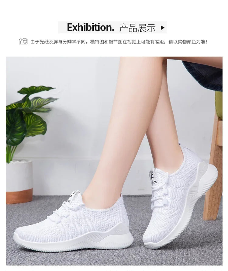 Comfortable Women's Casual Sneakers Summer Breathable Flat Shoes Fashion Women Sneakers Versatile Lace-Up Running Shoes 2025 New