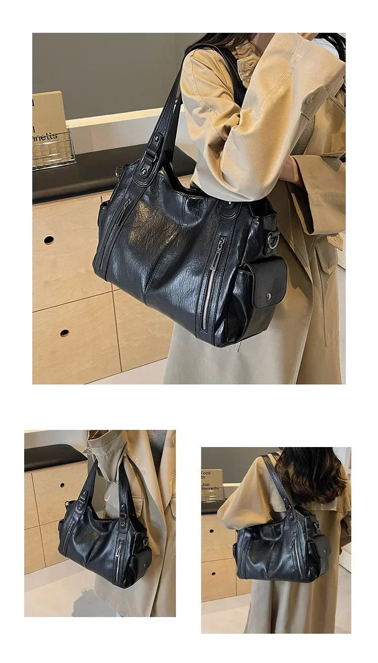 Soft Interior Compartment Shoulder Bags 2024 High Quality Contrasting Colors Bags for Women Fashion Zipper Pu Women's Handbags