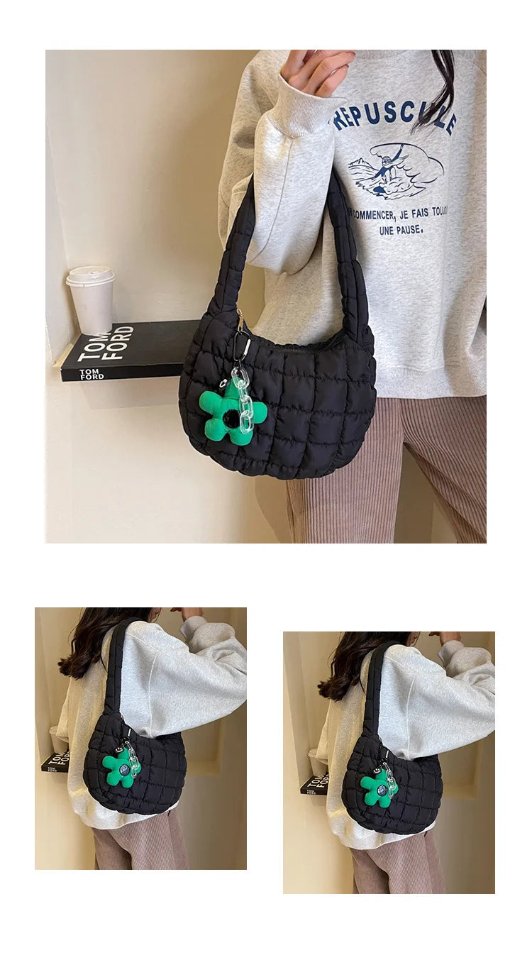 Women's Bag Korean Version Sweet Girly Style Shoulder Bag Fashion Casual Bubble Dumpling Bag Fold Cloud Bag Fashion Exquisite