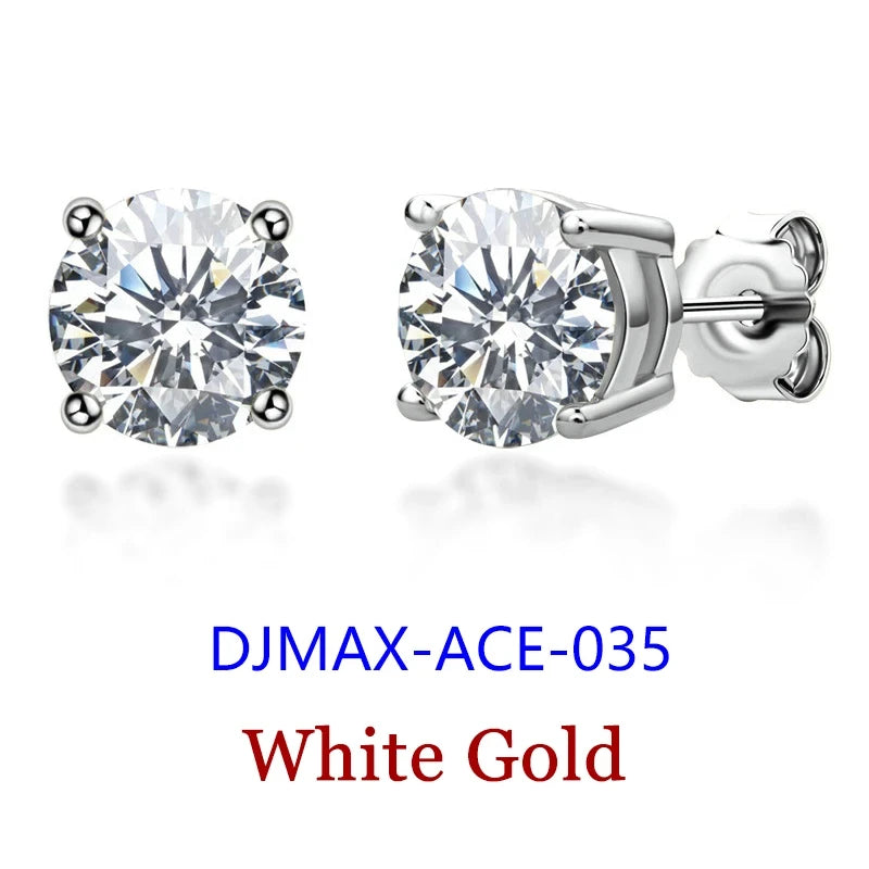DJMAX 0.5-2ct Moissanite Diamond Stud Earrings for Women Original 925 Sterling Silver Lady's Moissanite Earring New 2025