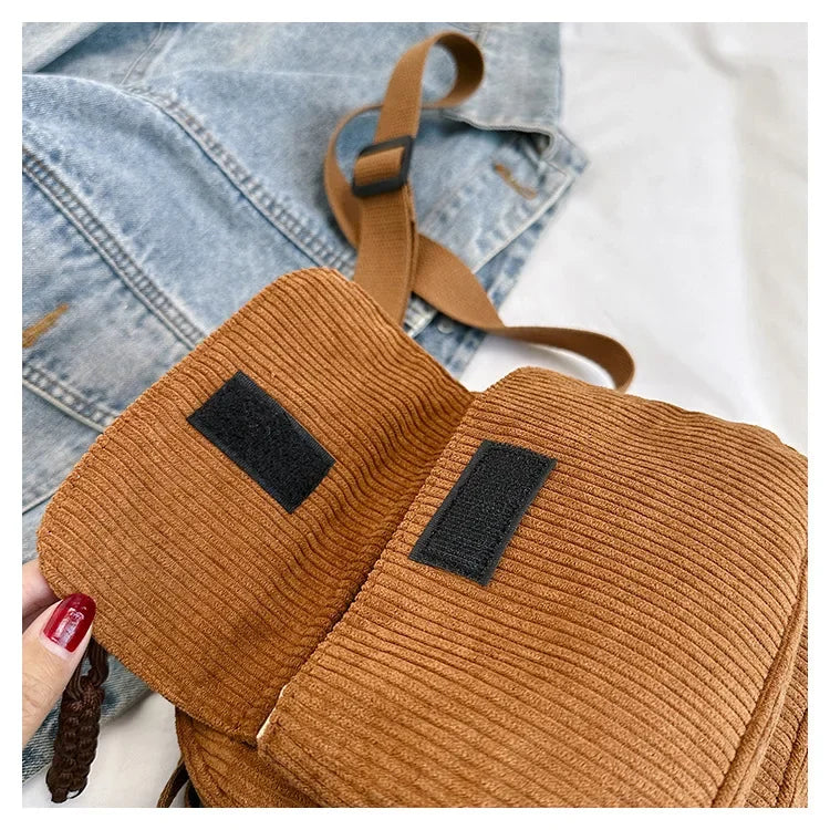 Corduroy Daily Handbag Fashionable Versatile Shoulder Bag for Women Multi-Compartment Zipper Closure Commute Women's Tote Bag
