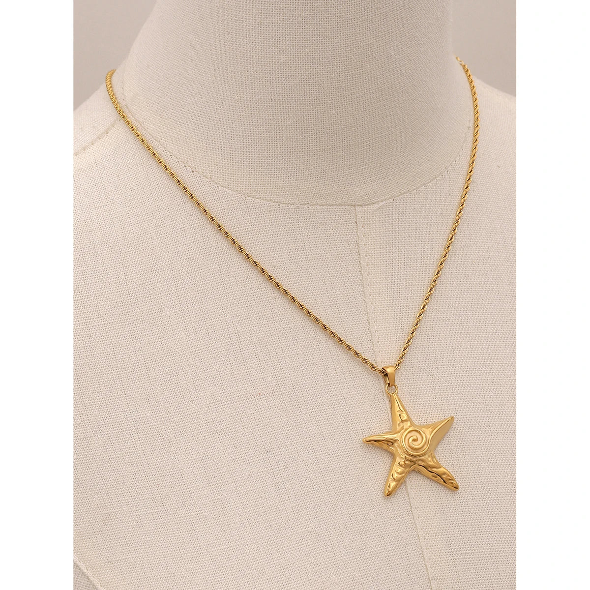 Youthway Threaded Starfish Stainless Steel  Pendant Necklace 18K Gold Plated Waterproof Fashion Jewelry New For Women Men