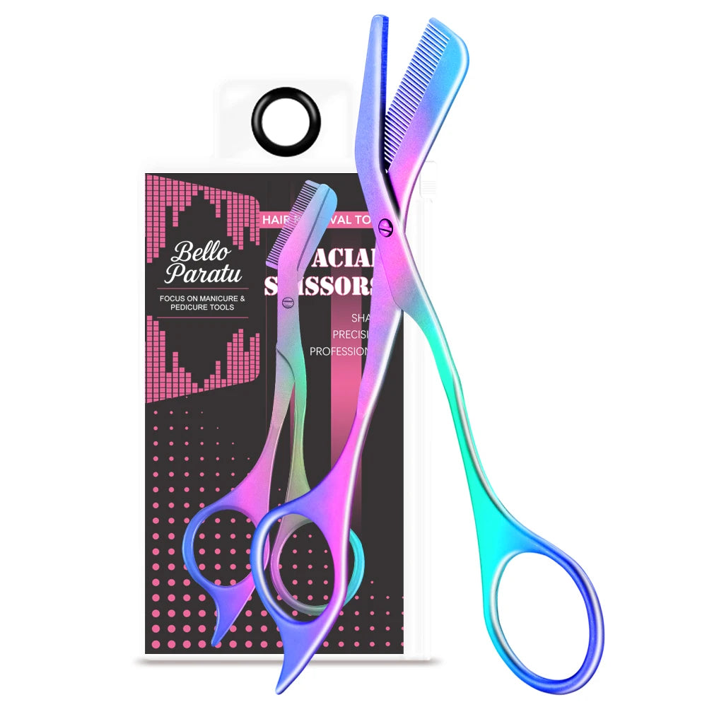 1Pcs Eyebrow Trimming Scissors with Combs Professional Eyebrow Trimmer Stainless Steel Grooming Eyebrow Shaping Scissors Tools