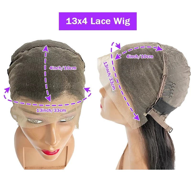 Straight Bob Wig 200% Density 13X4 Lace Frontal Wigs Brazilian Pre Plucked With Baby Hair 4x4 For Women 100% Human Hair Wigs #1B