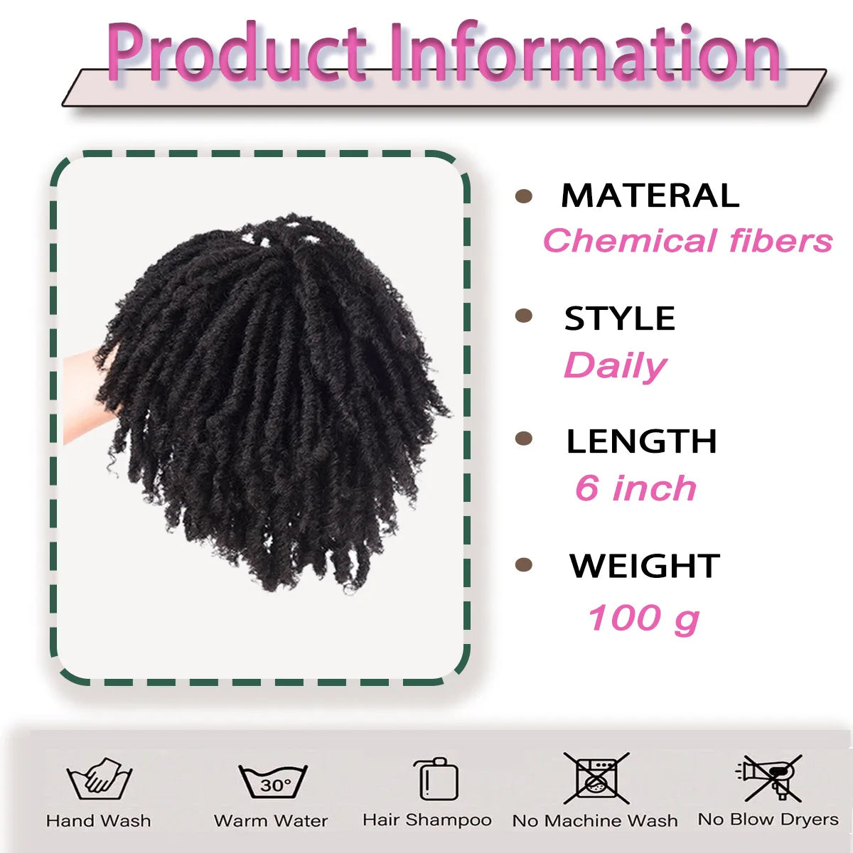 Dirty braids, head covers, synthetic wigs, synthetic braids, chemical fiber semi-wigs, dirty braids, braided wigs