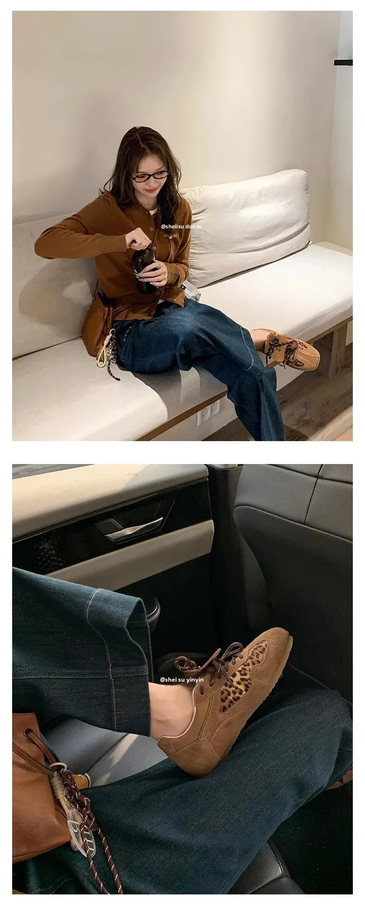 Sheii Retro Leopard Print Mink Casual Sport Flip Cover Deqin Shoes Women Board Shoes Comfortable Breathable Summer Sneakers