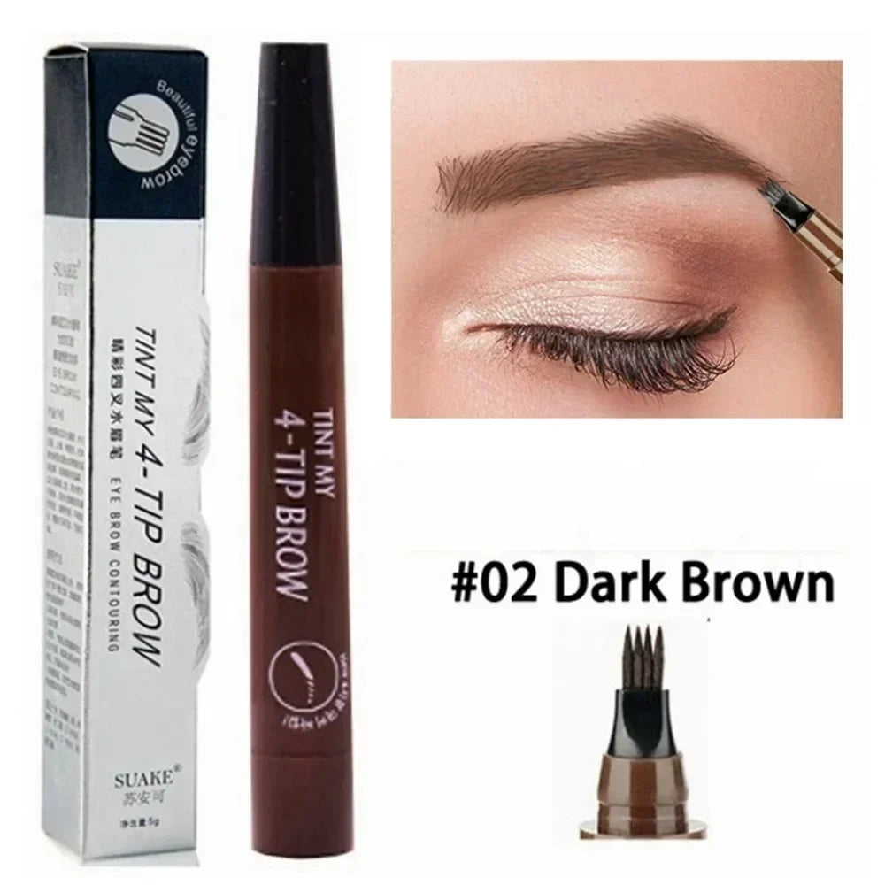 4 Point Eyebrow Pencil 4 Prong Tip Eyebrow Pen 4 Fork Eyebrow Pencil Waterproof Liquid Eyebrow Pencil Long Lasting Like Real