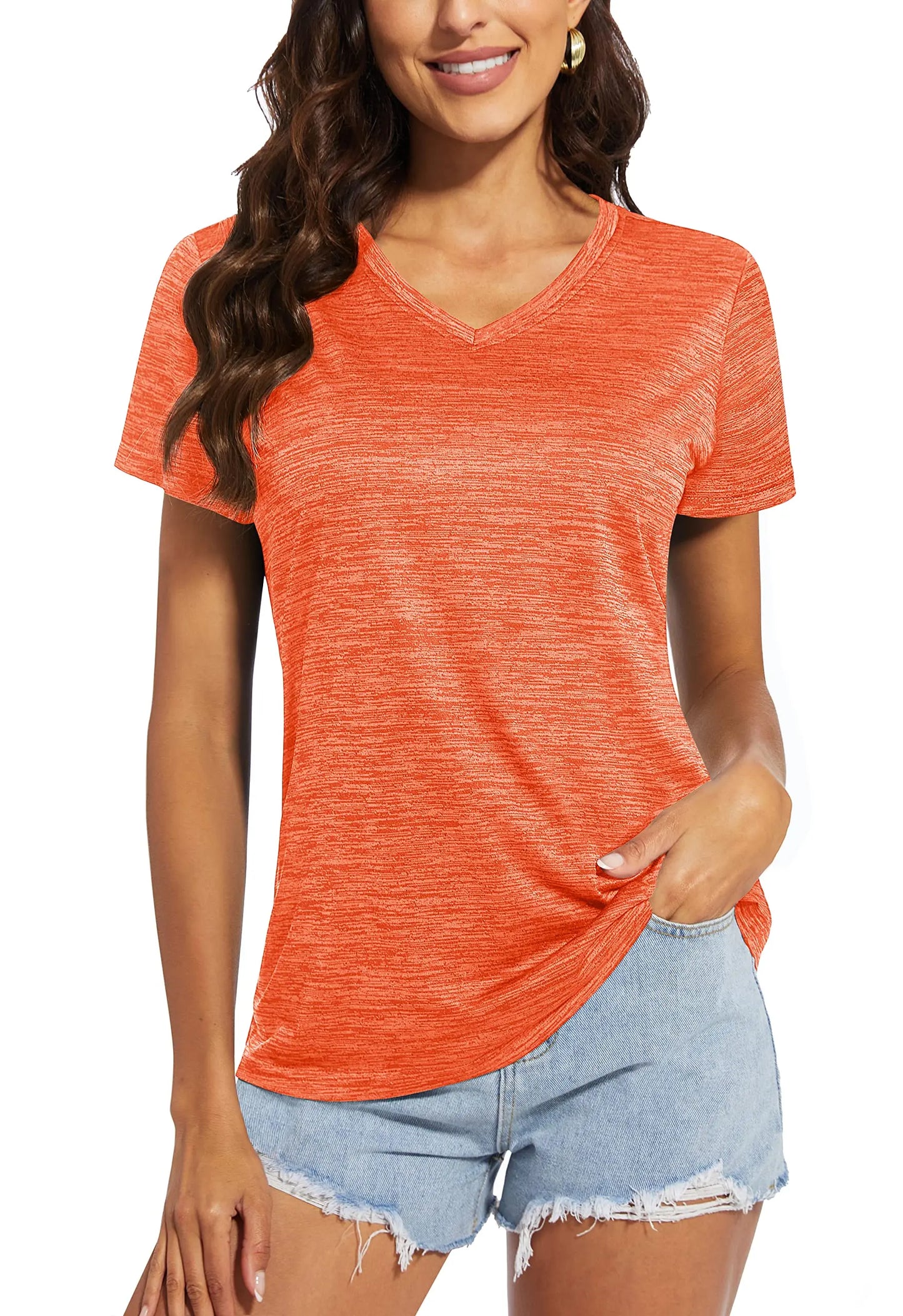 TACVASEN Moisture Wicking V Neck T-shirts Summer Quick Dry Shirts Womens Workout T-shirts Athlete Tops Lightweight Casual Tee