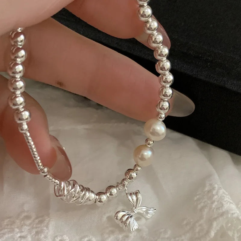 VENTFILLE 925 Sterling Silver Zircon Love Heart Bracelet For Women Bowknot Stars Bead Snake Bone Chain Jewelry Gift Dropship