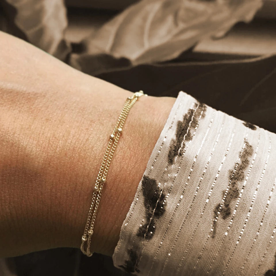 eManco Simple Women's Ball Chain Bracelet Bracelet New Layered Thin Beads Accessories Stainless Steel Jewelry Gifts Wholesale