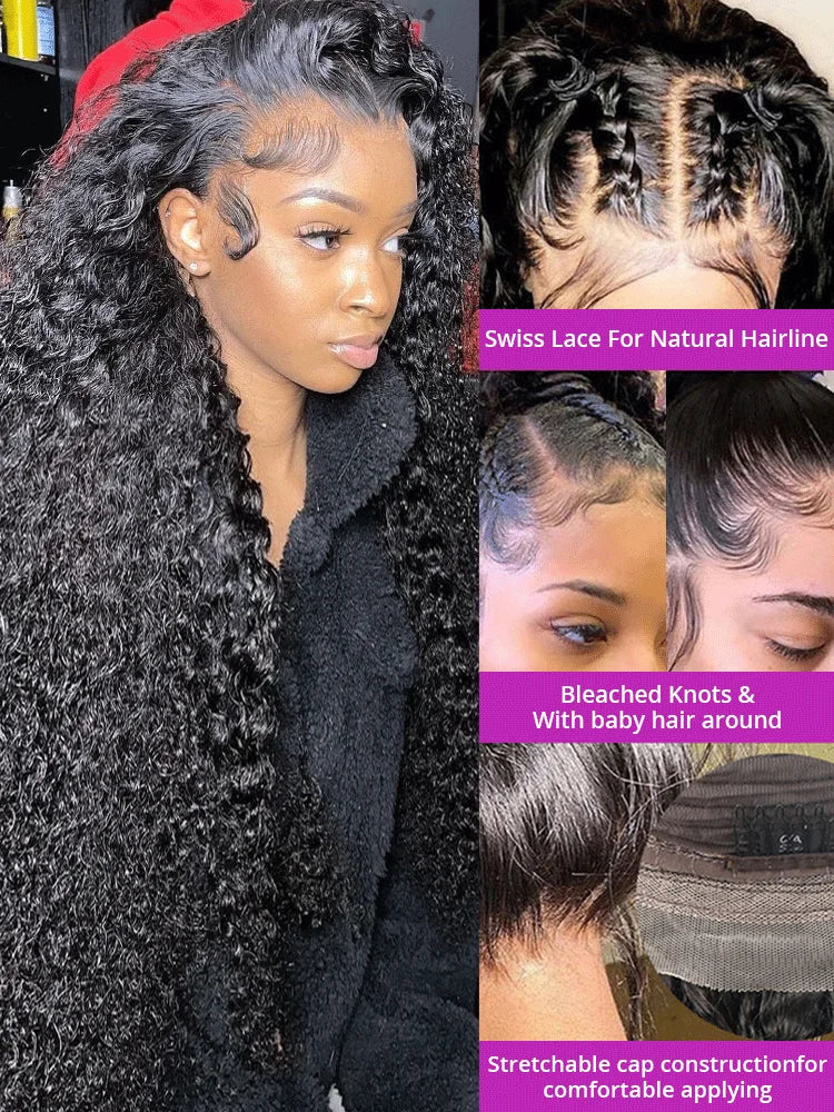 Xcurly 30 40 Inch Deep Wave 13x4 HD Lace Front Wig Human Hair For Women 220 Density Loose Water Curly 13x6 Lace Frontal Wigs
