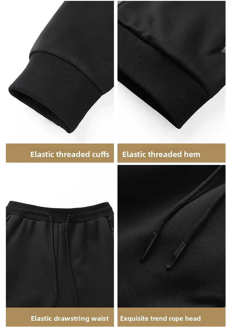 Men's Sportswear New Winter Autumn fleece Tracksuit 2 Piece Sets Sports Suit Jacket+Pant Sweatsuit Male Fashion warm Clothing