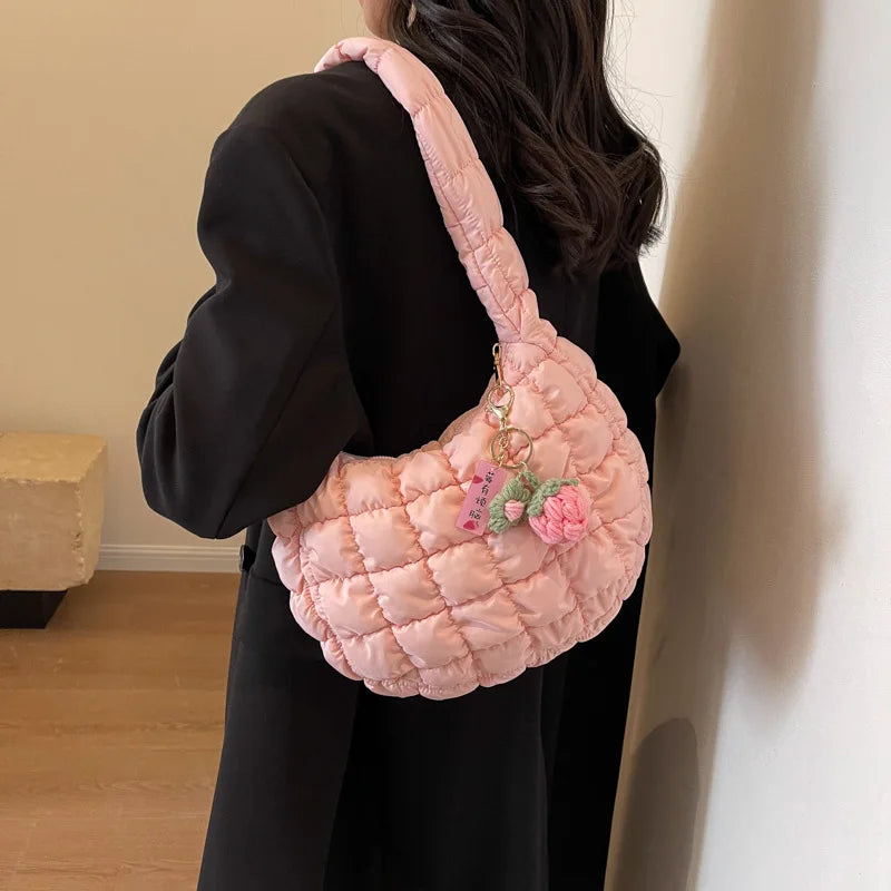Women's Bag Korean Version Sweet Girly Style Shoulder Bag Fashion Casual Bubble Dumpling Bag Fold Cloud Bag Fashion Exquisite