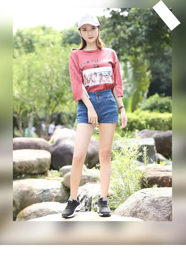 New Running Shoes Ladies Breathable Sneakers Summer Light Mesh Air Cushion Women's Sports Shoes Outdoor Lace Up Training Shoes