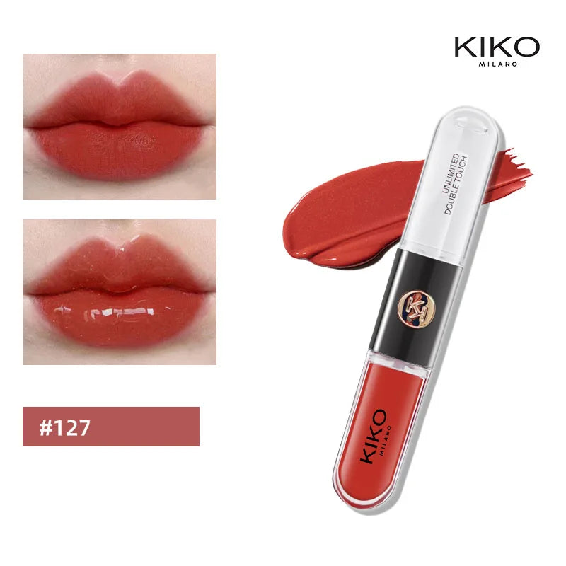 Hot Kiko Double Headed Lipstick Transparent Mirror Lip Gloss Non Fading Oil Sexy Rich Lip Gloss Milk Tea Bean Paste Naked Makeup