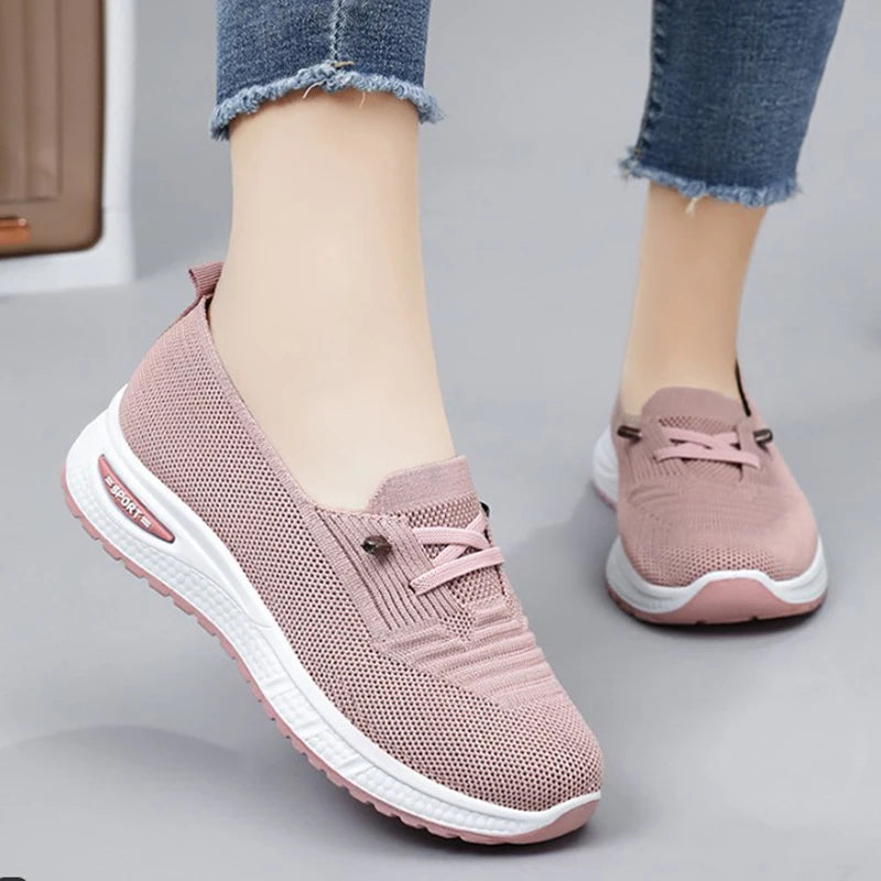 Summer Women's Sneakers Breathable Slip on Walking Shoes Mesh Low Top Womens Vulcanized Shoes Soft Sole Lightweight Women Shoes