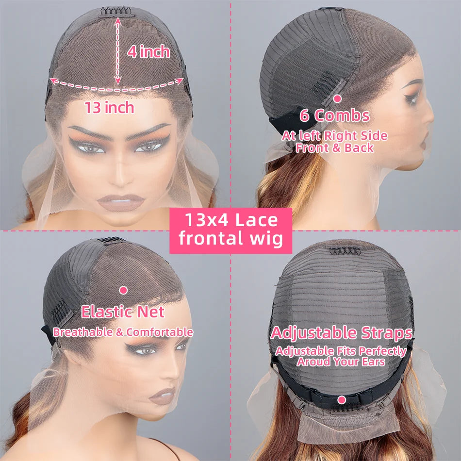 1B/27 Black and Blonde Highlights Bone Straight 13x4 HD Lace Front Human Hair Wigs 200% Brazilian Colored Lace Frontal Wig