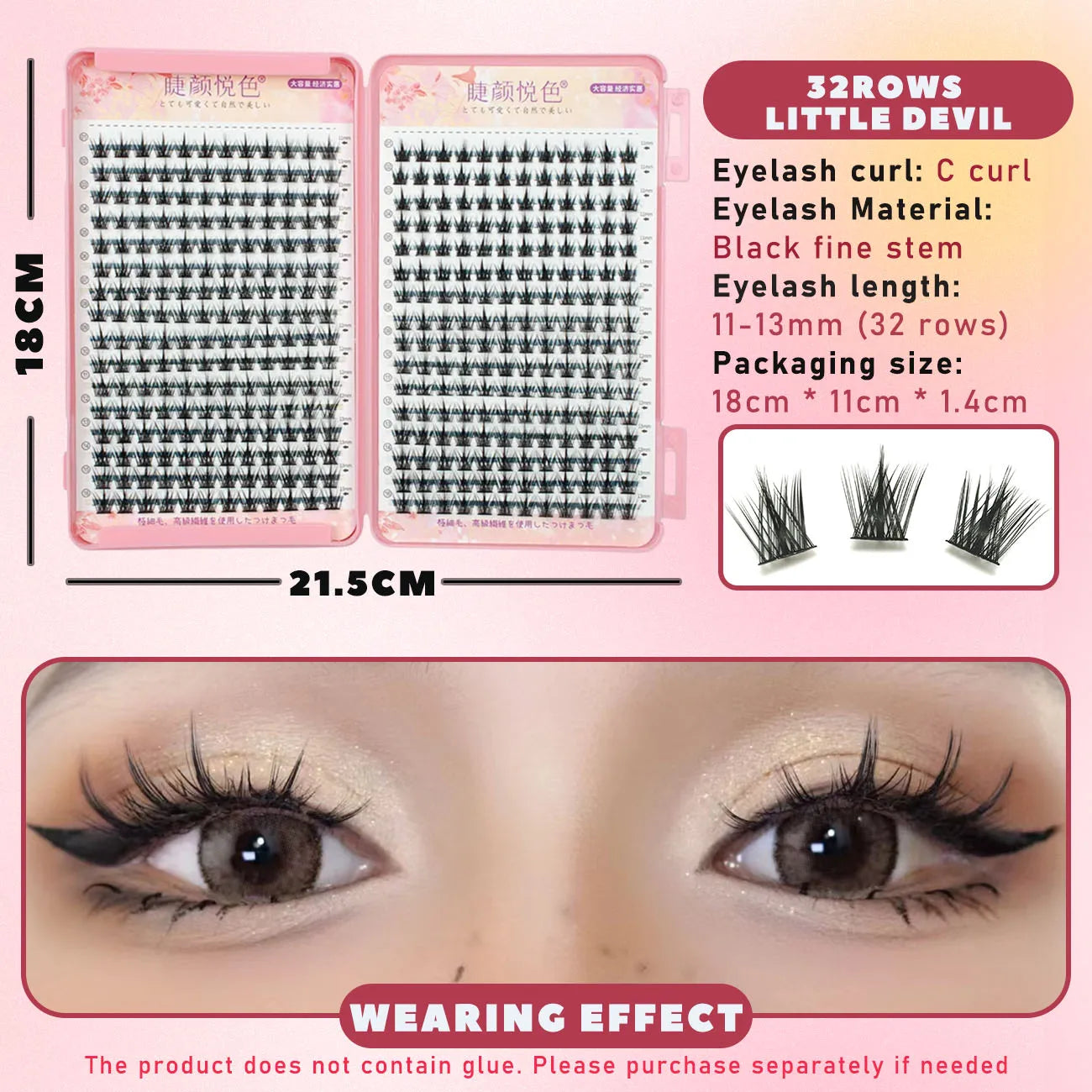 32 Rows Large Capacity Eyelashes Extension Professional Individual Cluster DIY Lashes Natural False Eyelashes Makeup Products