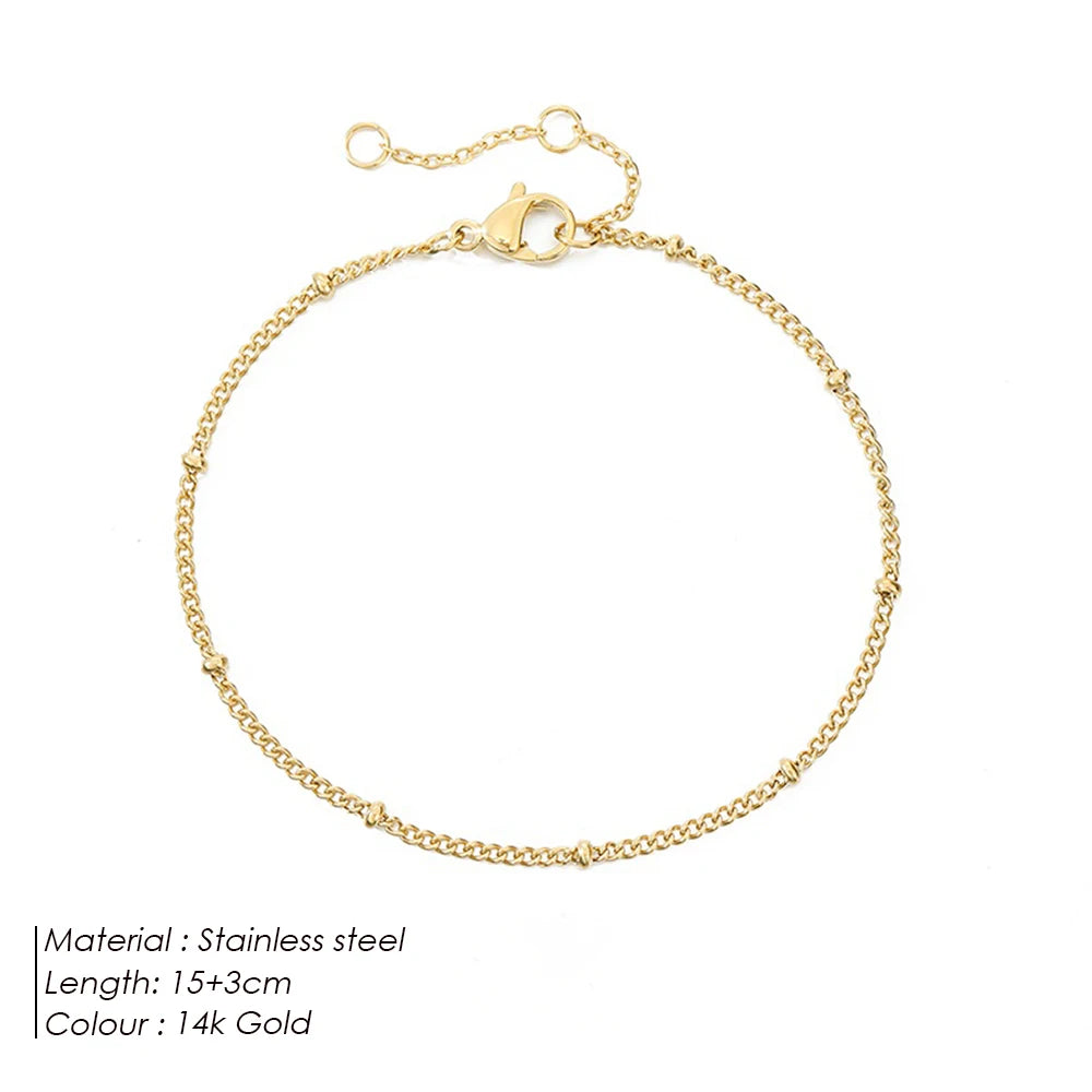 eManco Simple Women's Ball Chain Bracelet Bracelet New Layered Thin Beads Accessories Stainless Steel Jewelry Gifts Wholesale