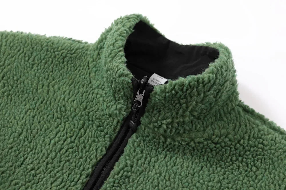 Vintage American Style Double-Sided Wearable Black Eight Ball Flocking Woolen Jacket Zipper For Men And Women Casual Use